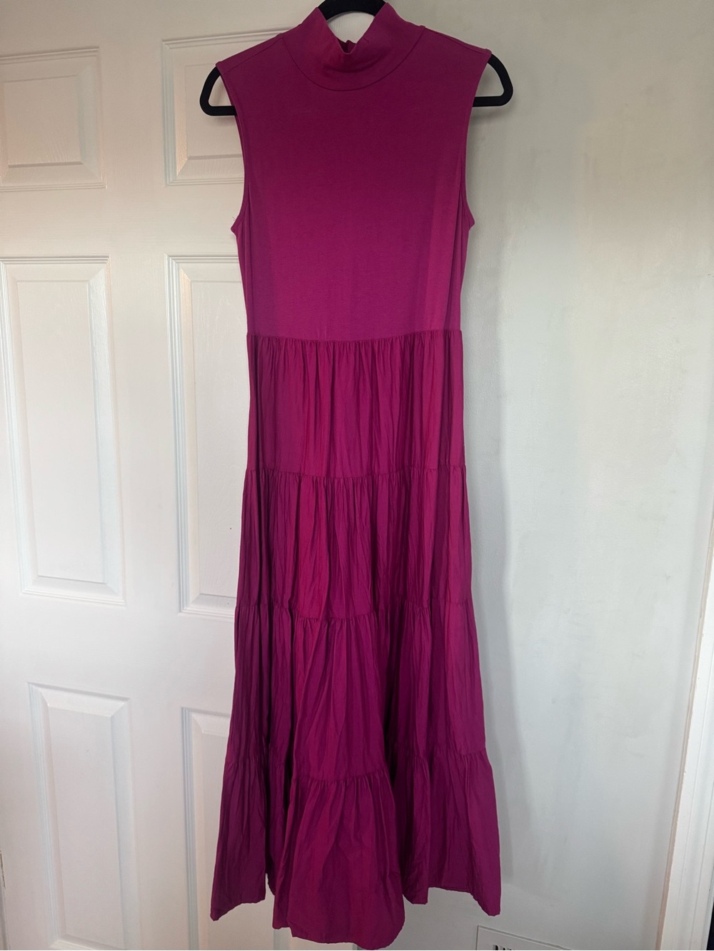 Love By Design Sleeveless Mock Neck Maxi Dress in Magenta